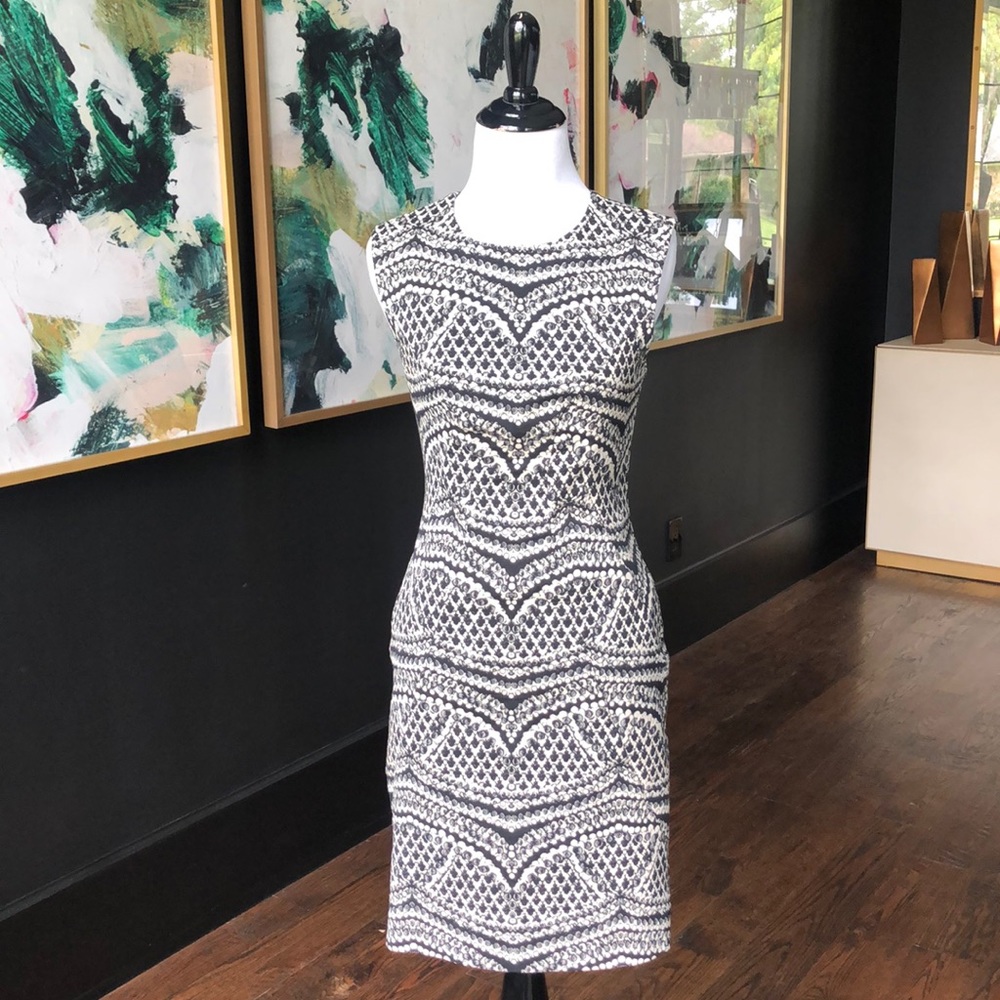 DVF Black and Cream Print Dress